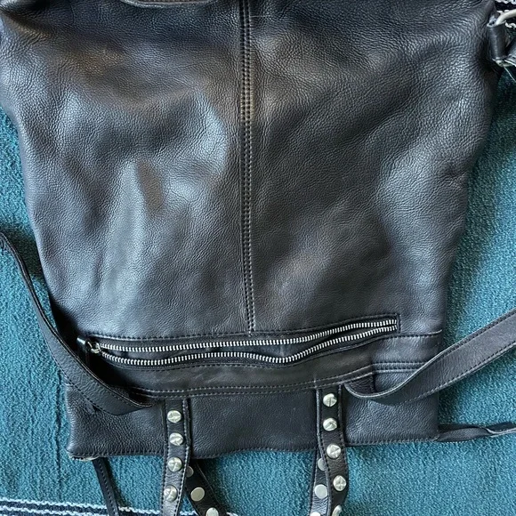 Free People Ellie Studded Black Leather Backpack - Picture 7 of 7